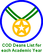 COD Deans List for each Academic Year